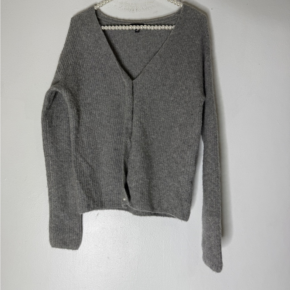 Minnie Rose‎ Cashmere Blend Gray Button Down Cardigan Pearl Buttons Small